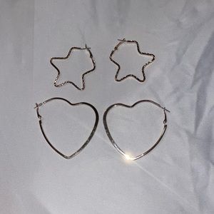 Bebe heart and star hoop earrings